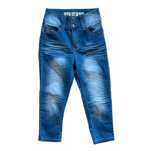 Womens VIP Jeans 3 Button Fly Cropped High Waisted Jeans - Sz 1 ( 25 )